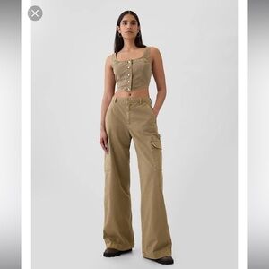 NWT Gap Loose Khaki Cargo Pants Brown 10
